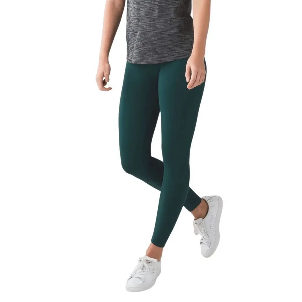 LULULEMON ATHLETICA Flow & Go Tight In Deep Green Size 4
